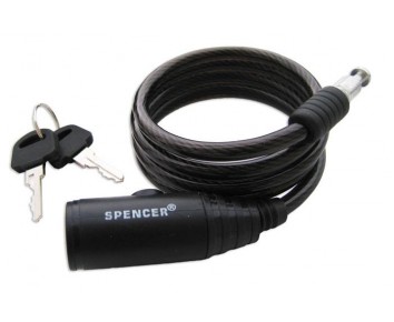 SPIRAL CABLE LOCK SPENCER Bike Lock Key Type Protective coated Coil 10mm X1800mm 
